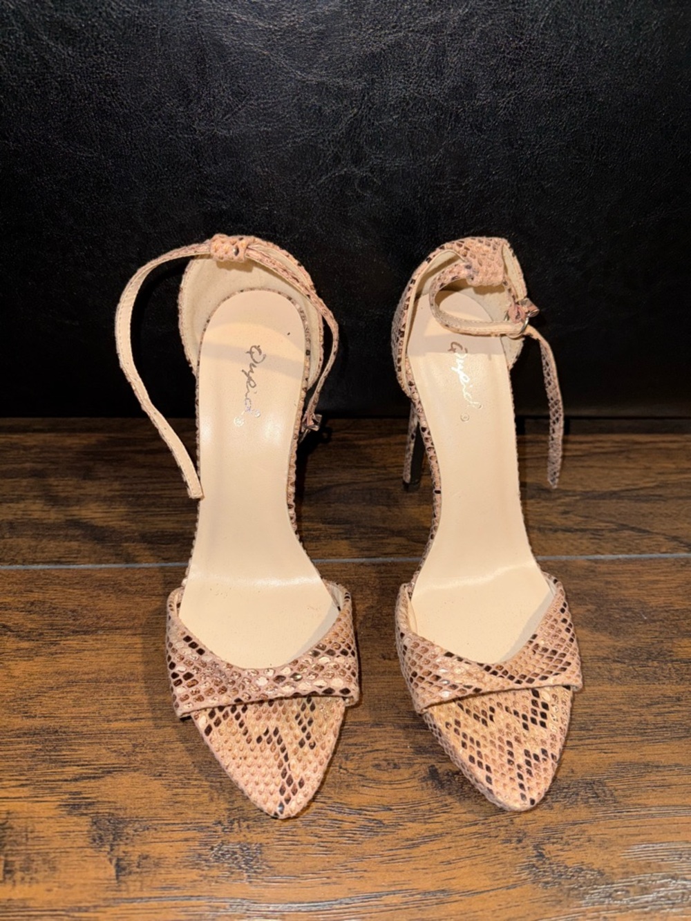 Women's Snake-Print Ankle Strap Heels